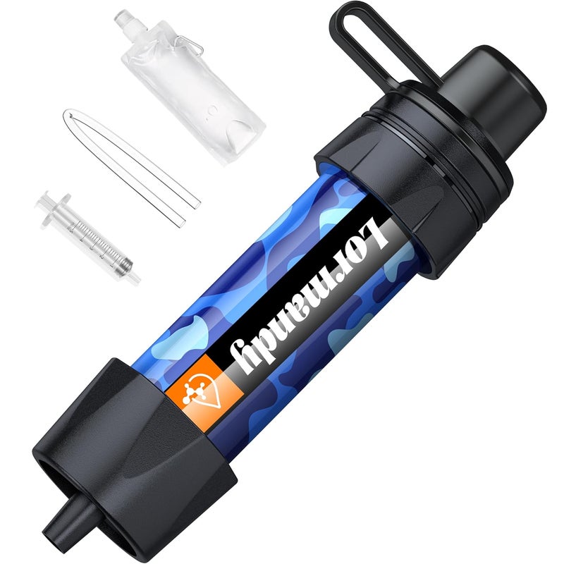 Lormandy Straw Water Filter, Portable Water Filtration System Water Purifier, Personal Outdoor Emergency Survival Gear for Hiking Travel Camping Accessories Emergency Preparedness Outdoor Activities - Image 1